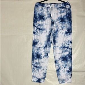 SHEIN Navy and White Tie-Dye Jogger Sweatpants